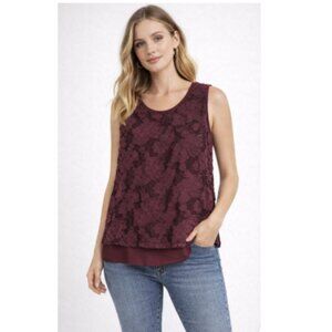 Halogen Red Sleeveless Ruffled Blouse
